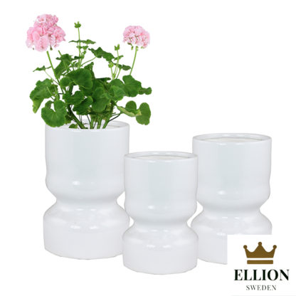 Platini Glaserad Kruka, Small - Blank Vit