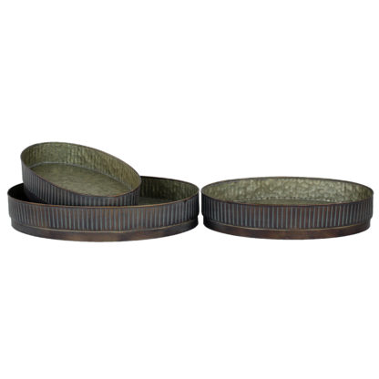 Aimo Zinkskål Oval, 3 set - Antik Koppar