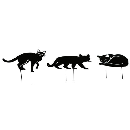 Katt Trädgårdspynt i Metall, 3 Mix - Matt Svart (36/fpk)