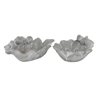 Fågelbad i Betong Fågel, Oval - Grey/Whitewash