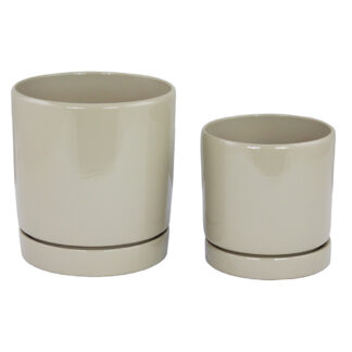 Melker Glaserad Rak Kruka, 2 set -  Beige (12/fpk)
