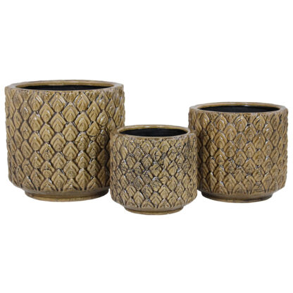 Freja Kruka i Stengods, 3 Set - Brun (8/fpk)