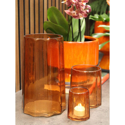 Ella Glasvas/Lykta, Medium - Orange (12/fpk)