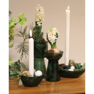 Rondo Glaserad Ljusstake, Medium - Grön (12/fp)