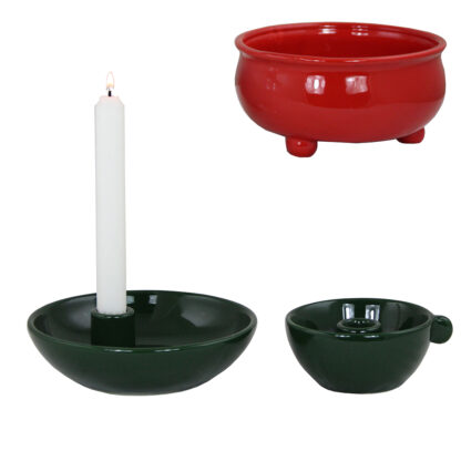 Rondo Glaserad Ljusstake, Medium - Röd (12/fp)