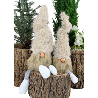 Felix Sittande Tomte, Medium - Faux Fur Luva Beige (24/fp)