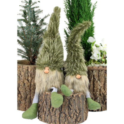 Felix Sittande Tomte, Medium - Faux Fur Luva Grön (24/fp) - Bild 2