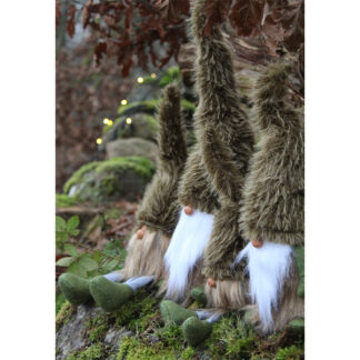 Felix Sittande Tomte, Large - Faux Fur Luva Grön (12/fp)