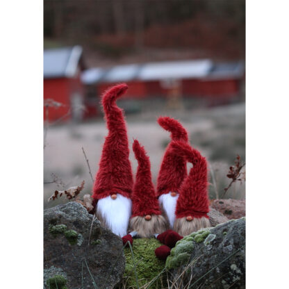 Felix Stående Tomte, Large - Faux Fur Luva Röd (6/fp)
