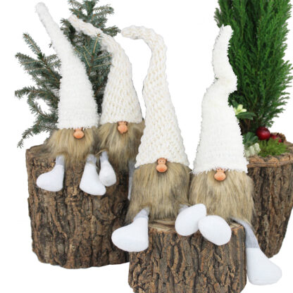 Kent Sittande Tomte, 2 Mix Large - Stickad Luva Vit och Beige (12/fp) - Bild 2