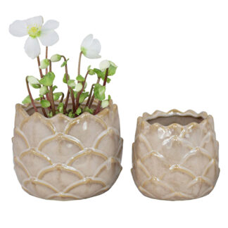 Abbe Glaserad Kruka, Small - Beige (18/fp)