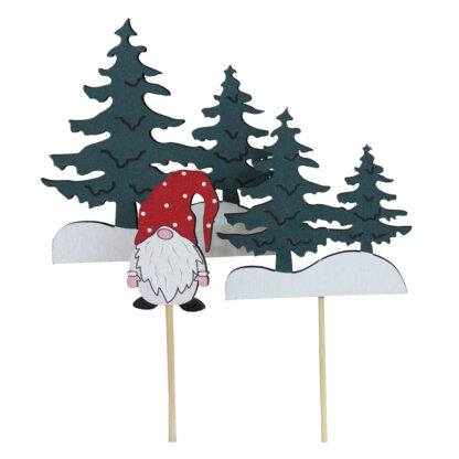 Trästicks Skog/Tomte, 3 Mix - Grön/Röd (48/fpk) - Bild 2