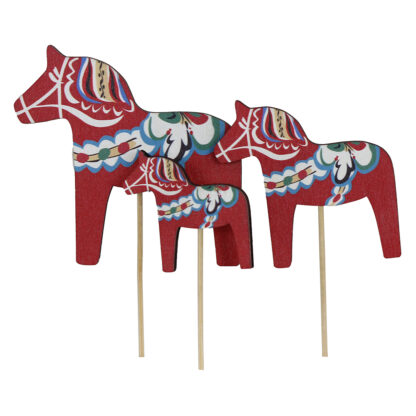 Trästicks Dalahäst, 3 Mix - Röd (48/fpk)