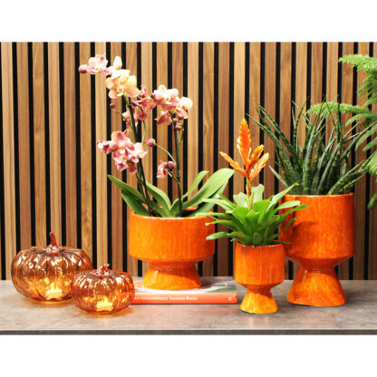 Mila Glaserad Kruka, Small - Orange (12/fp)