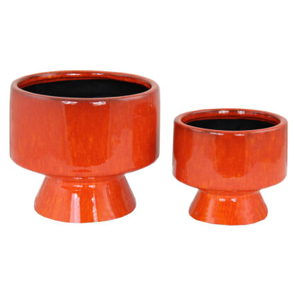 Mila Glaserad Skål på Fot, Small - Orange (8/fp)
